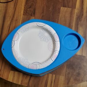 Blue Multipurpose Serving Tray with Cup Holder